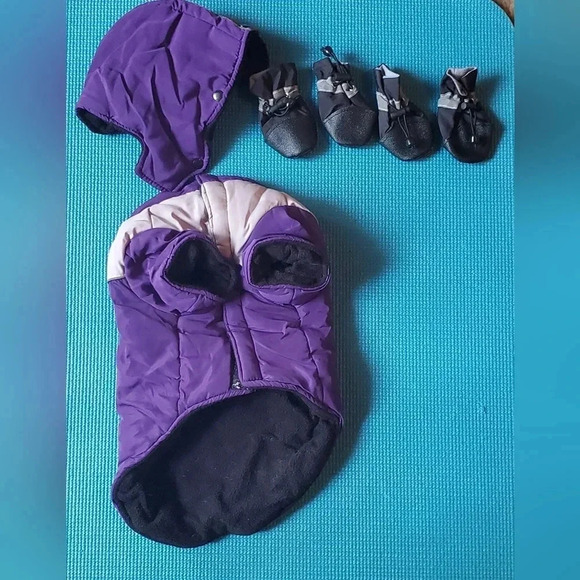 Other - Purple dog snow coat and boots .